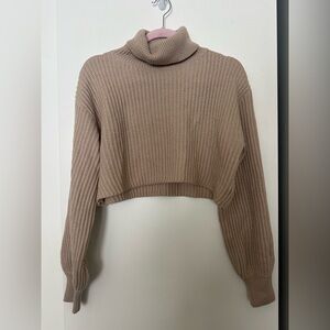 SHEIN Cozy Tan Turtleneck Cropped Sweater